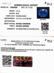 4.73/CT Natural Blue Sapphire with Govt Lab Certificate-BLUSA9U